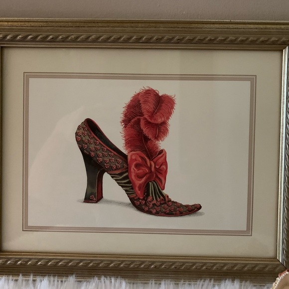 FIONA SAUNDERS Charlotte Shoe (S616) SLVR framed Art in gold fram… - Picture 2 of 8